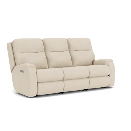 Transitional Power Reclining Sofa with Power Headrests and Lumbar