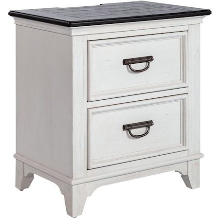 Cottage 2-Drawer Nightstand with Charging Station