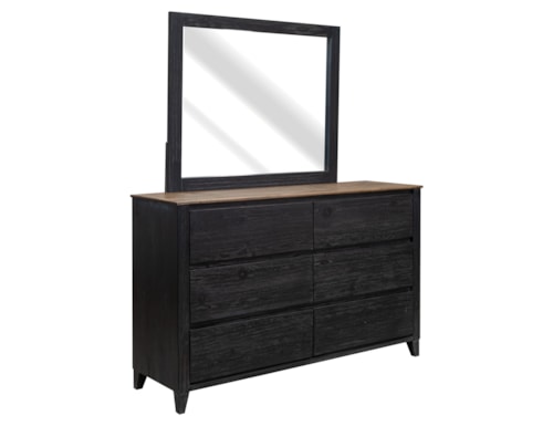Contemporary Dresser and Mirror Set with Microfiber-Lined Drawers