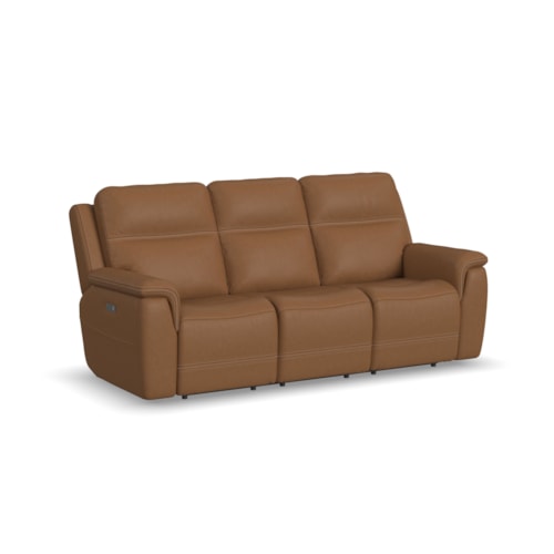 Casual Power Reclining Sofa with Power Headrests & Lumbar