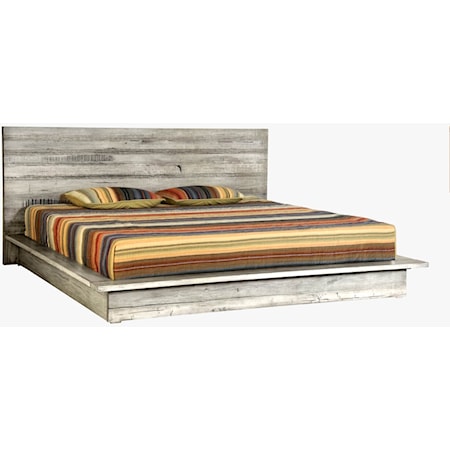 Rustic King Low Profile Panel Bed