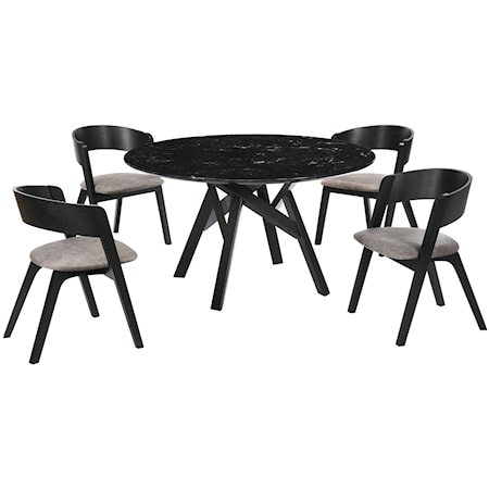 5 Piece Black Dining Set