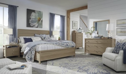 Casual Contemporary 5-Piece Queen Panel Bedroom Set