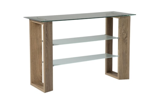 Contemporary Sofa Table with Glass Tabletop
