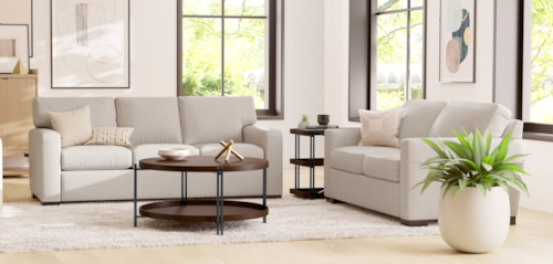 Contemporary 2-Piece Living Room Set with Loose Pillows