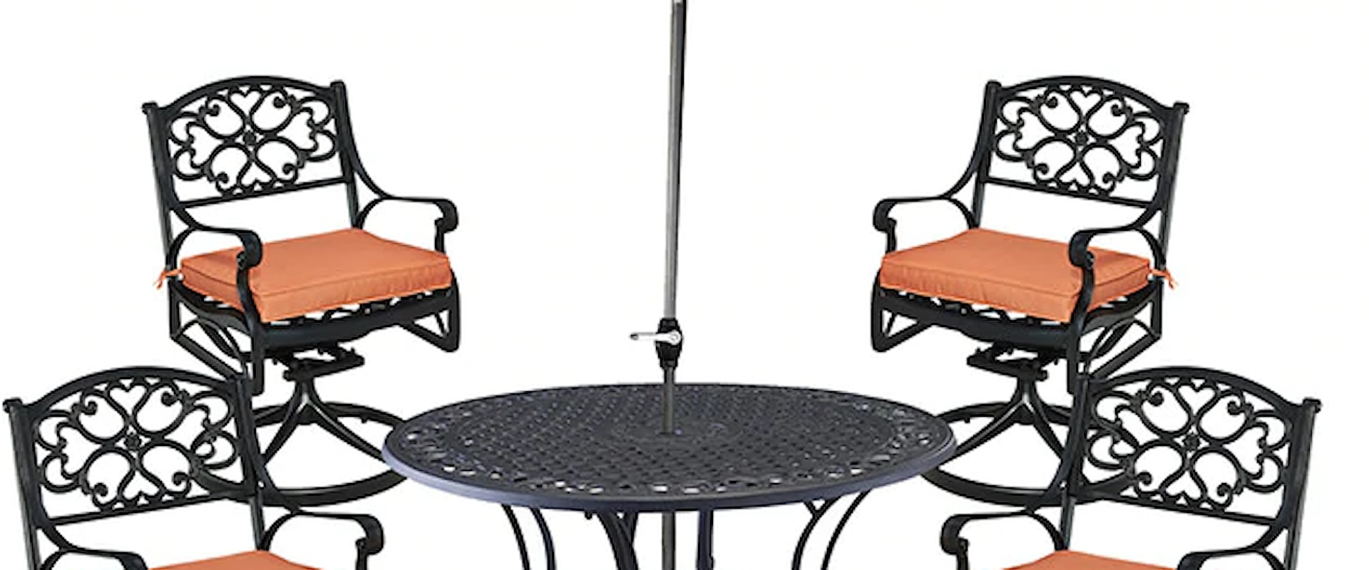 Traditional 6 Piece Outdoor Dining Set with Umbrella and Cushions