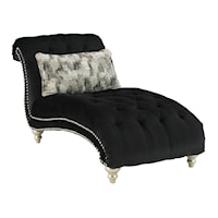 Black Fabric Tufted Armless Chaise