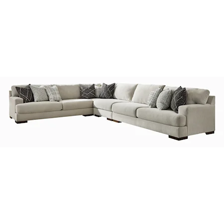 Contemporary 4-Piece L-Shape Sectional with Reversible Cushions