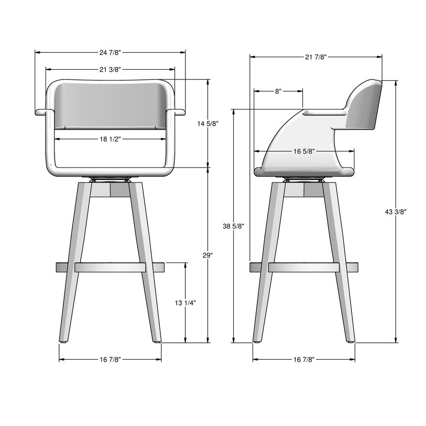 Amisco Joshua Upholstered Bar Height Swivel Stool