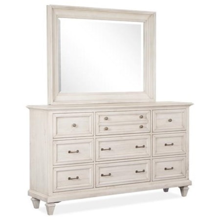 Dresser and Mirror Set
