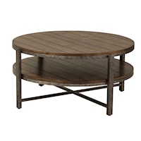 Rustic Round Cocktail Table with Shelf
