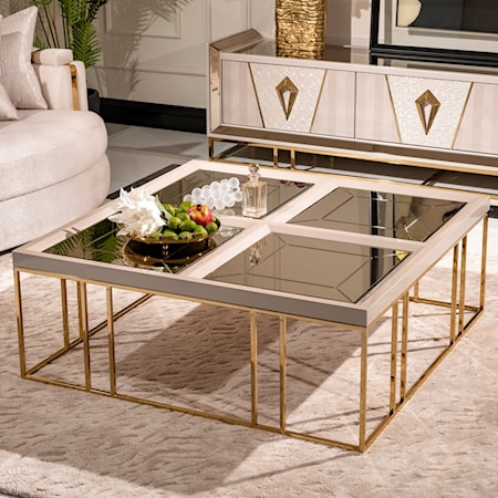 Carmela Cocktail Table in Shimmer Ivory