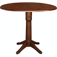 Cottage Round Single Pedestal Dining Table with Dropleaf