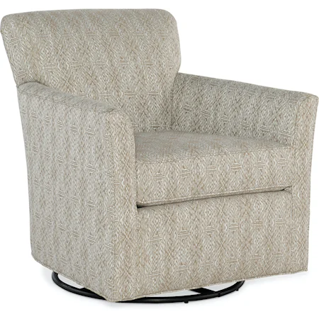 Transitional Upholstered Swivel Glider with Slightly Flared Arms