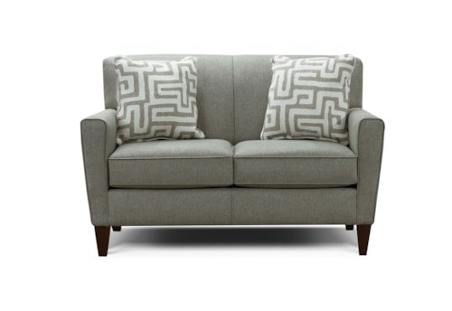Transitional Loveseat with High Tapered Legs