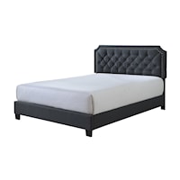 Glam Upholstered King Panel Bed with Nailhead Trim