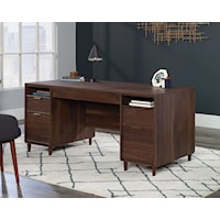 Mid-Century Modern Double Pedestal Desk with File Drawers