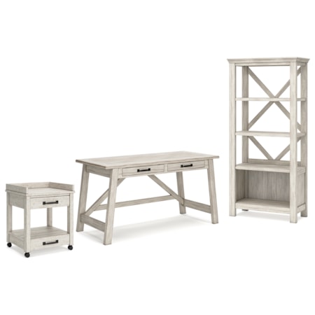 Home Office Desk, Bookcase And Printer Stand