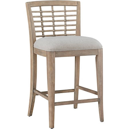 Coastal Counter Height Dining Chair with Lattice Back