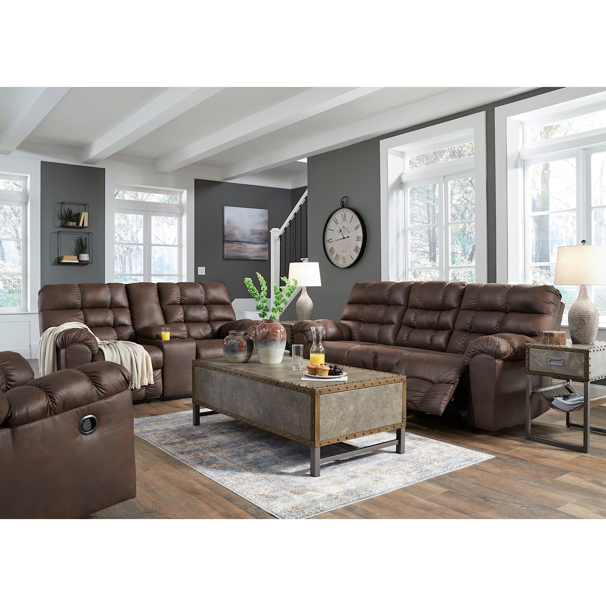 Signature Design Derwin Reclining Loveseat with Console