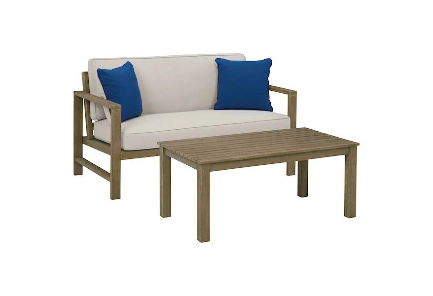 Fynnegan Loveseat w/ Table by Signature Design by Ashley at Furniture Fair - North Carolina