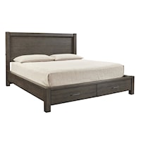 Rustic Twin Storage Panel Bed with Headboard USB Charging Ports