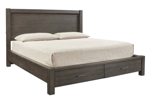 Rustic Queen Storage Panel Bed Headboard USB Charging Ports