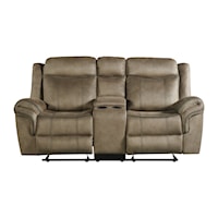 Casual Reclining Motion Loveseat with Center Console and Cup Holders