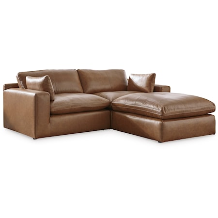 Leather Match Modular Sectional with Ottoman