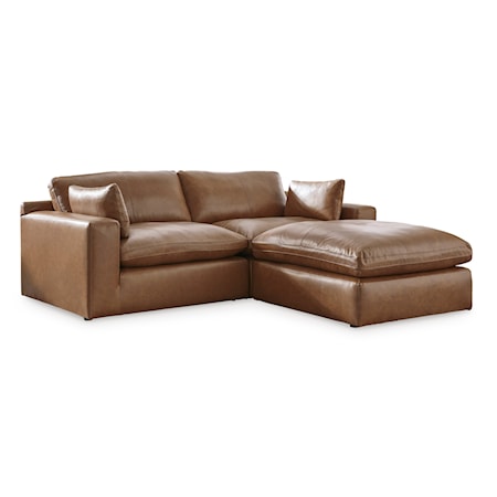 Leather Match Modular Sectional with Ottoman