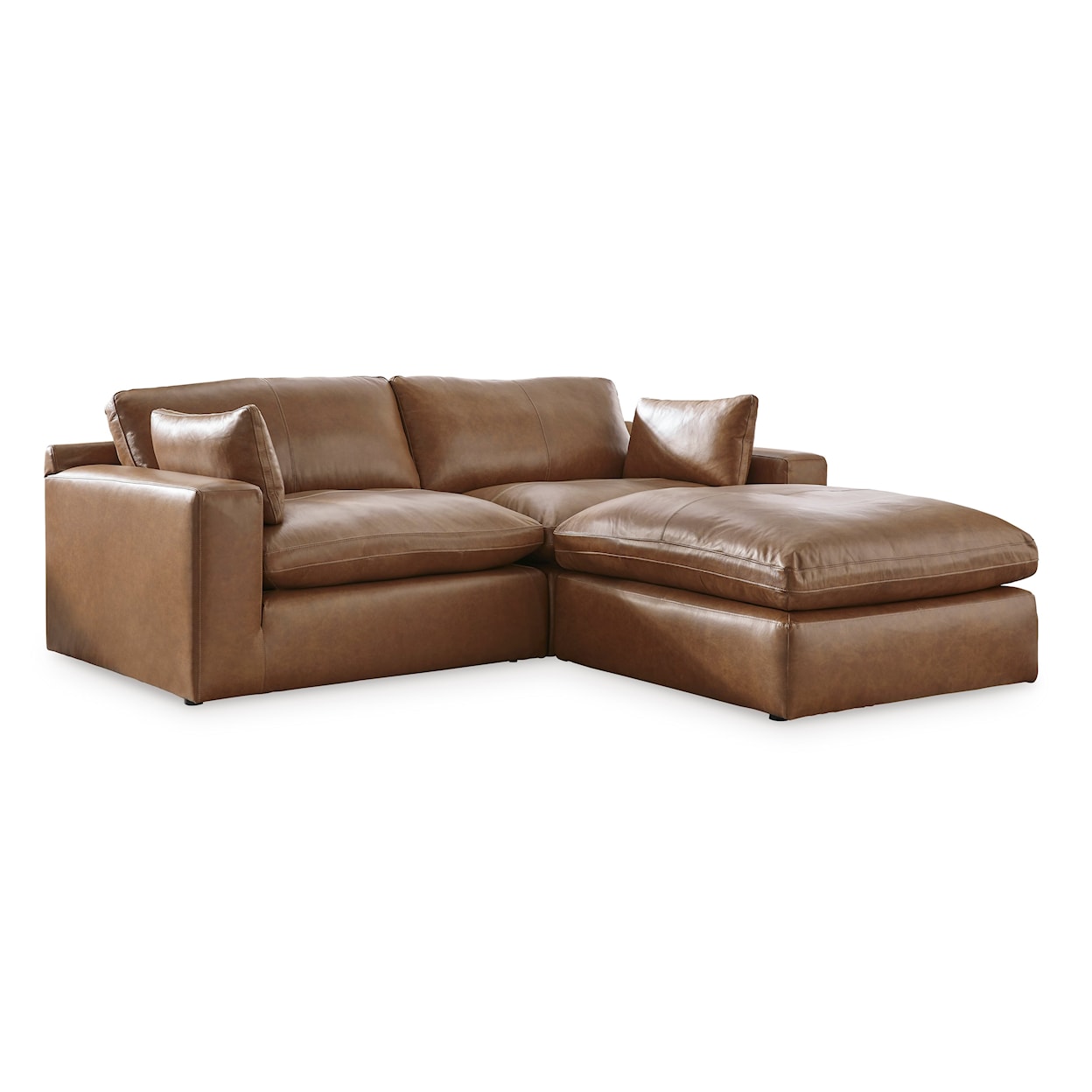 Signature Design by Ashley Emilia Leather Match Modular Sectional with Ottoman