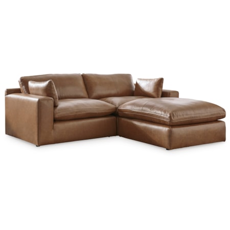 Leather 3-Piece Sofa Chaise