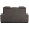 Signature Design Hyllmont Pwr Rec Loveseat with Console and Adj Hdrsts