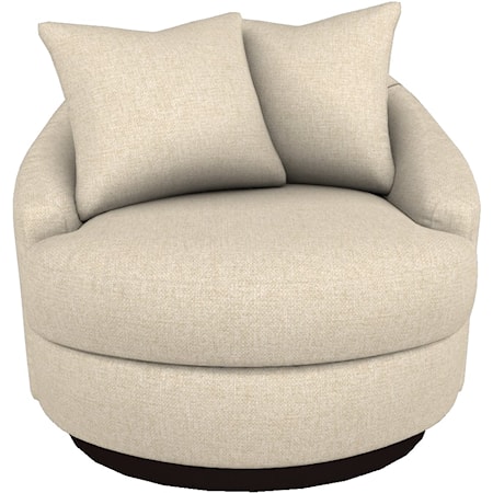 Customizable Swivel Barrel Chair with Two Pillows