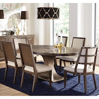Transitional 7-Piece Oval Table and Upholstered Chair Set