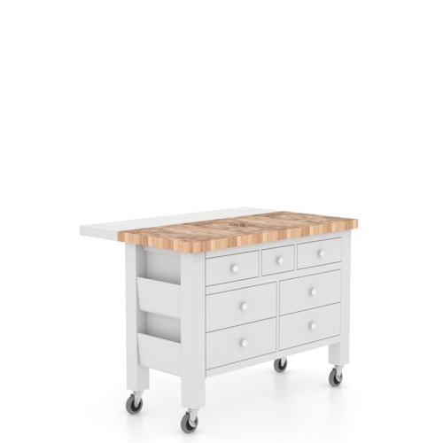 Transitional Customizable Kitchen Island with Wheels and Drop Leaf