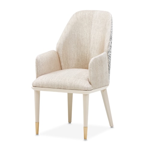 Glam Upholstered Dining Arm Chair with Brass Feet