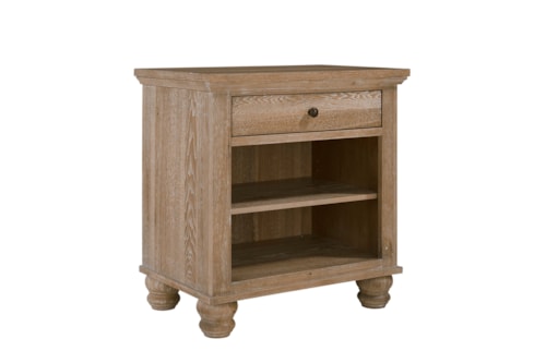 Transitional 1-Drawer Nightstand with Adjustable Shelf