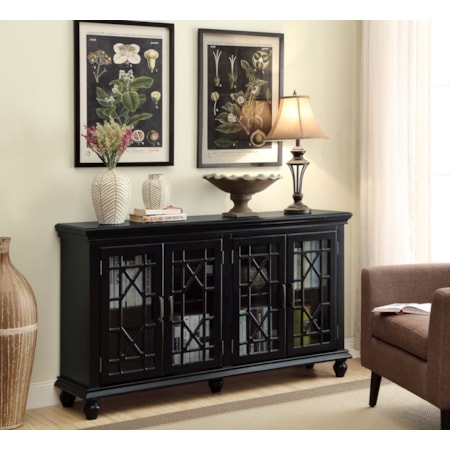 Wood Lattice Storage Accent Cabinet