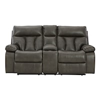 Faux Leather Reclining Loveseat with Console