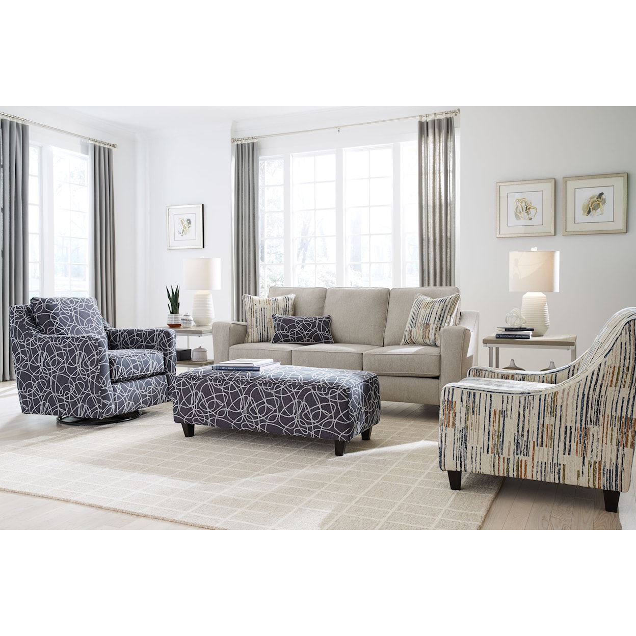 Fusion Furniture 3005 LILAVATI MIST Living Room Set