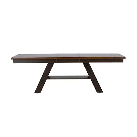 Transitional Rectangular Dining Trestle Table with 18" Butterfly Leaf
