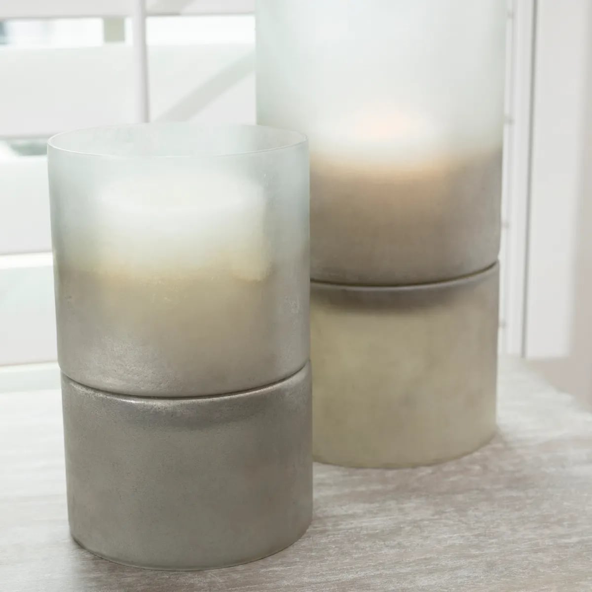 Crestview Collection Ellery Large Metallic smoke hurricane Globes Ellery Large Metallic Smoke Hurricane Globes