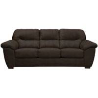 Casual Queen Sofa Sleeper with Pillow Arms and Exposed Wood Legs