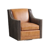 Hayward Leather Swivel Chair  with Nailheads