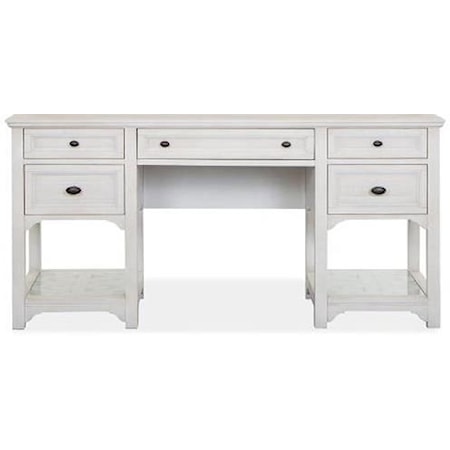 Farmhouse Double Pedestal Desk with Felt-Lined Side Drawers