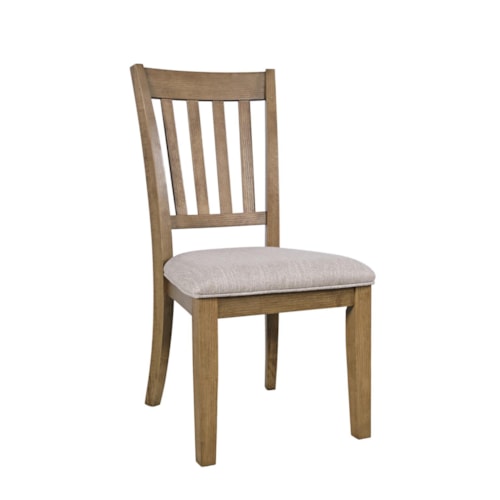 Transitional Slat Back Dining Chair with Upholstered Seat