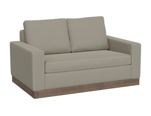 Contemporary Plinth-Base Loveseat with Throw Pillows
