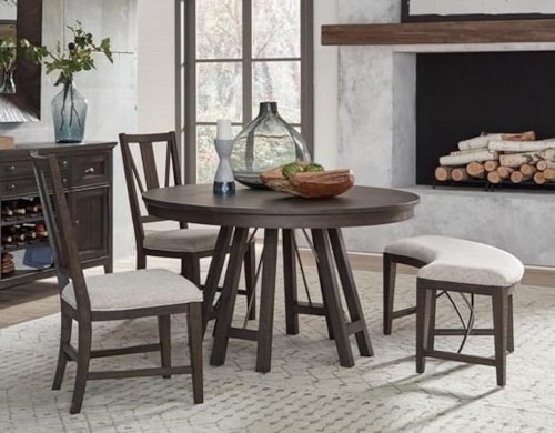 Casual 4-Piece Table Set with Chairs and Bench