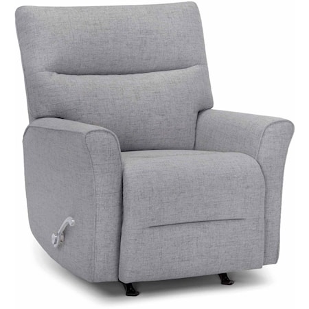 Contemporary Manual Rocker Recliner with Flare Tapered Arms
